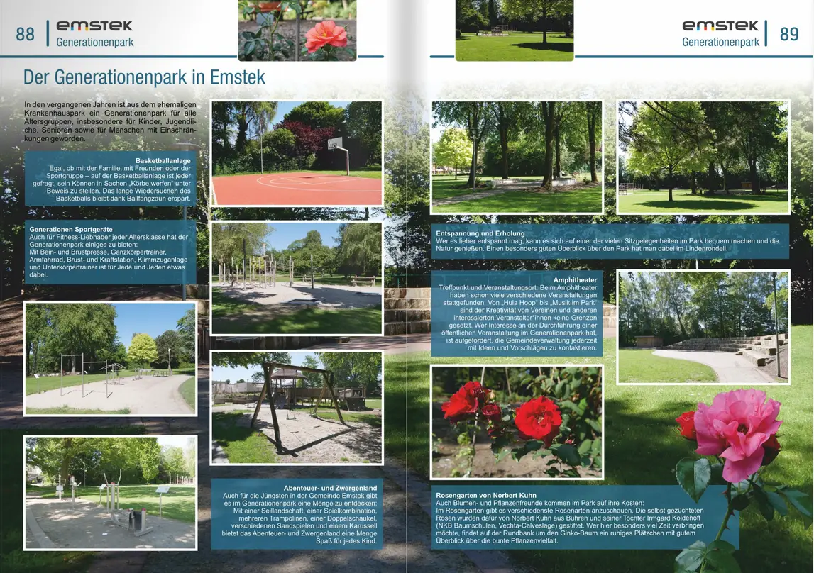 Innenseite der Gemeindebroschüre über den Generationenpark Emstek